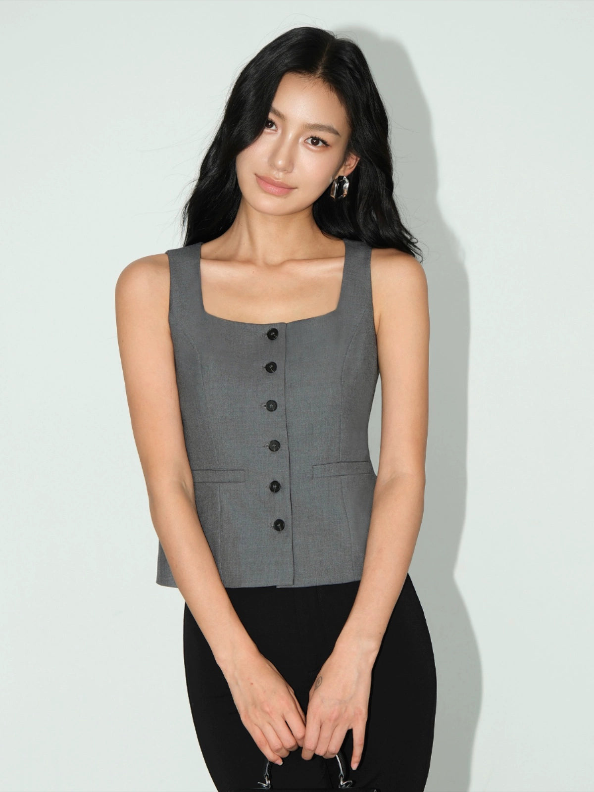 NEVA HU Square Collar Suit Vest