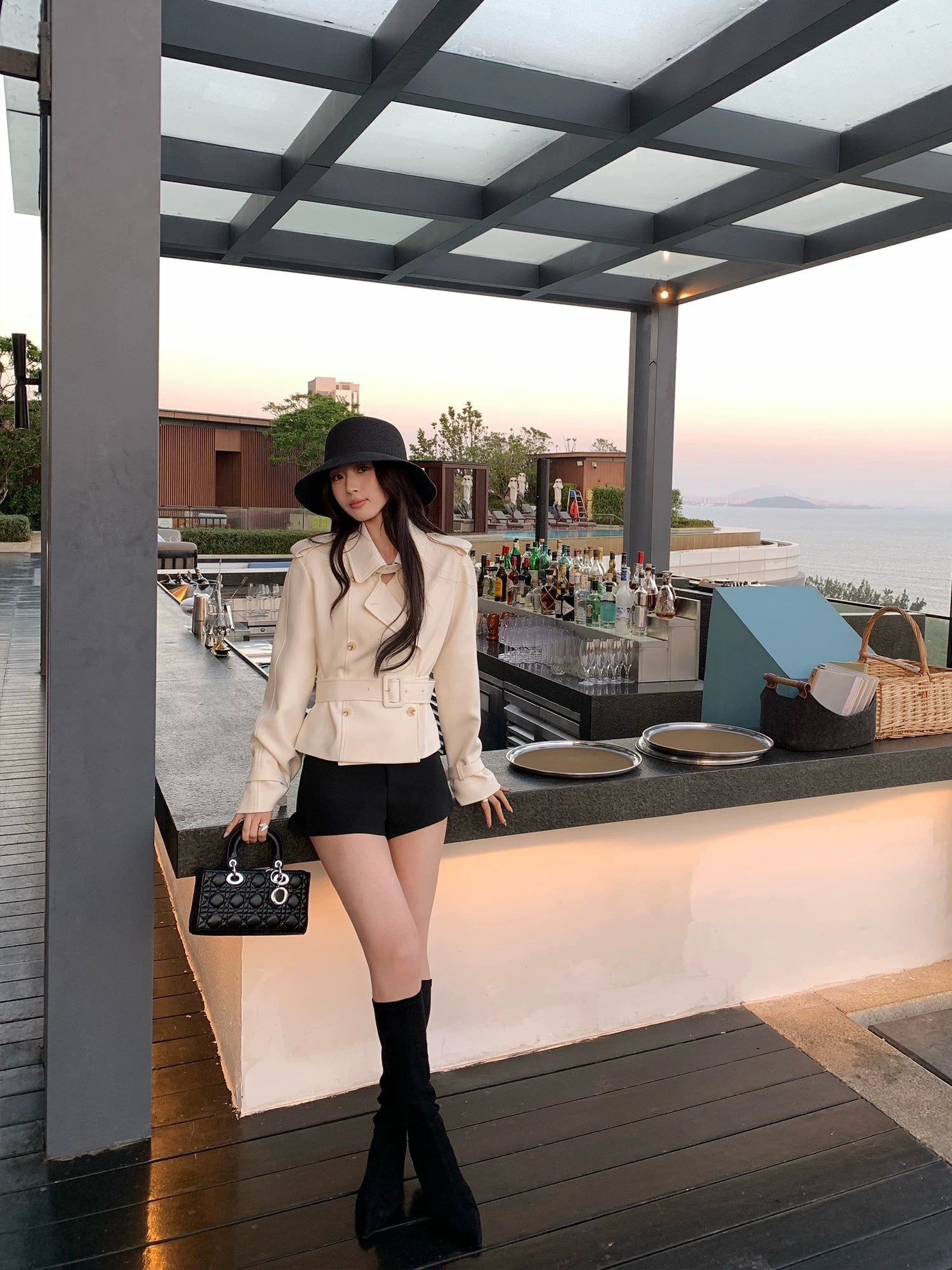 Pusumede Temperament Lapel Short Trench Coat
