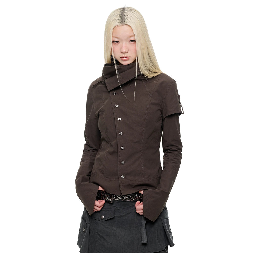 JIKOO Faust Asymmetric Zip Cropped Jacket