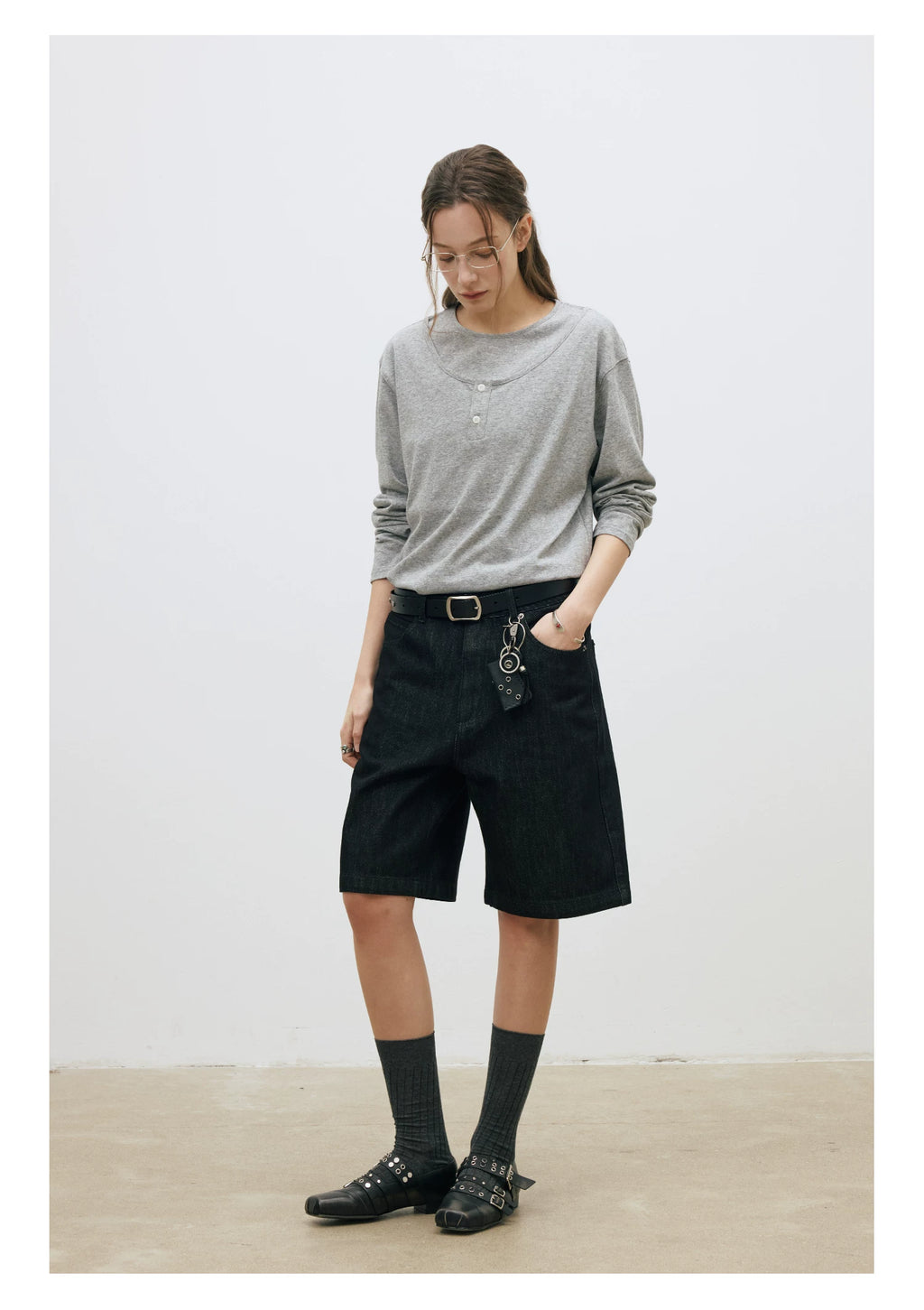 LR Fake Two-piece Double-layer Round Neck Long Sleeve