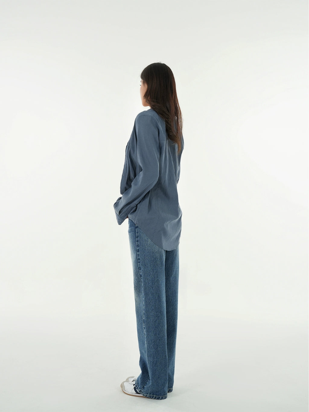 Jim Kennet Minimalist Vintage Micro Loose Long Sleeve Shirt