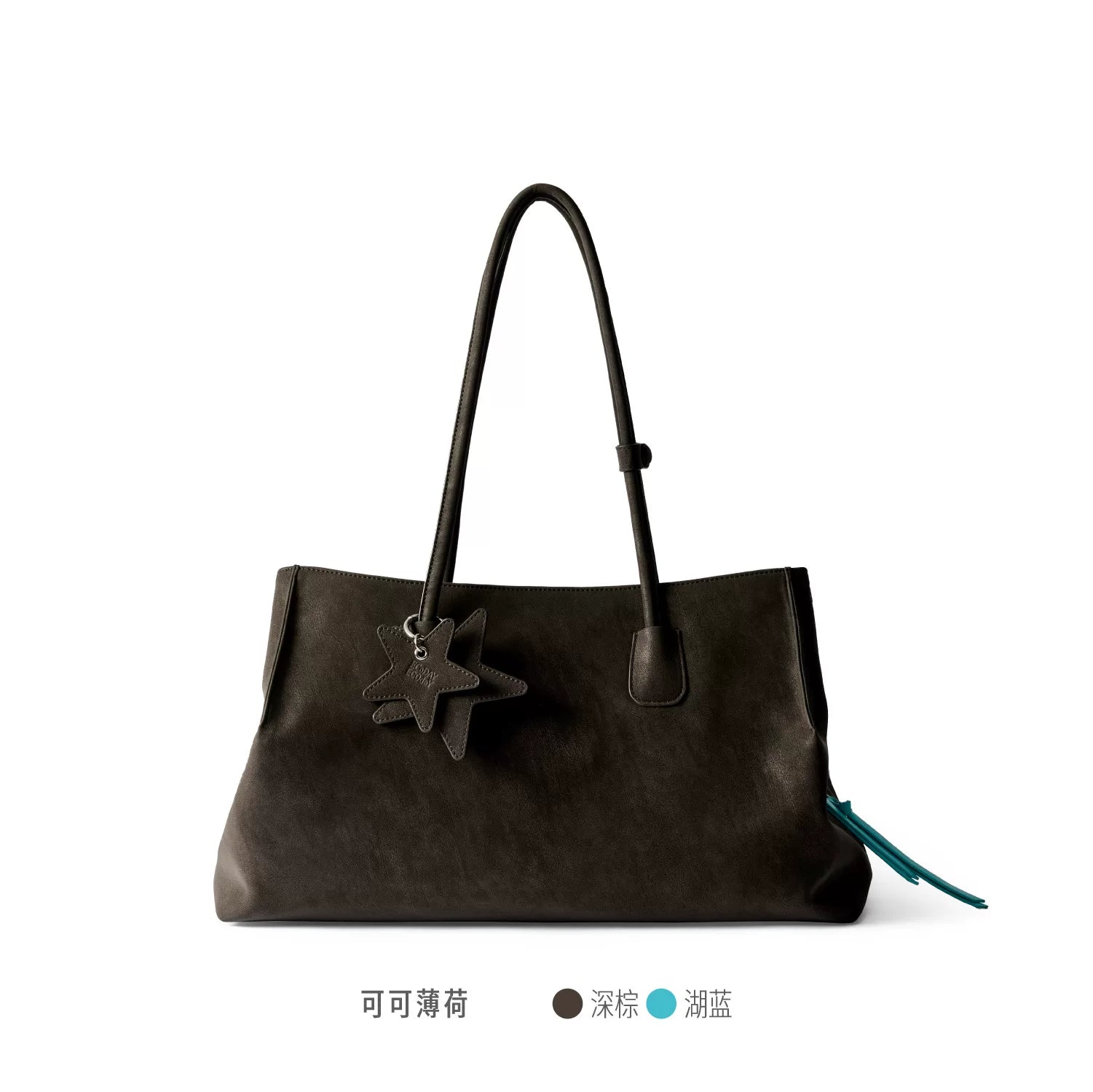 ECODAY Black Faux Leather Zip-Top Crossbody Bag