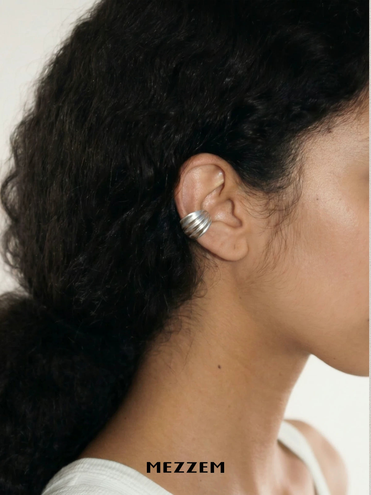 MEZZEM Silver Wide-Edge Ear Cuff Matte Finish
