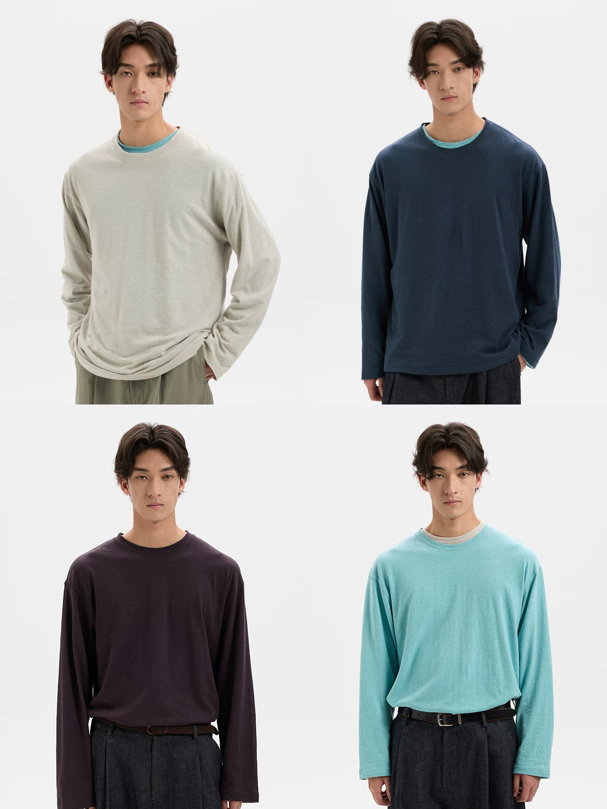 BUTTBILL Minimalist Hemp 55% Breathable Oversized Long-Sleeve Tee
