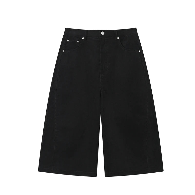 TGNS Corduroy 100% Cotton Breathable Loose Wide-Leg Capri Pants