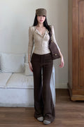 WITHMIN Micro-pull Low-rise Thin Fleece Straight-leg Pants