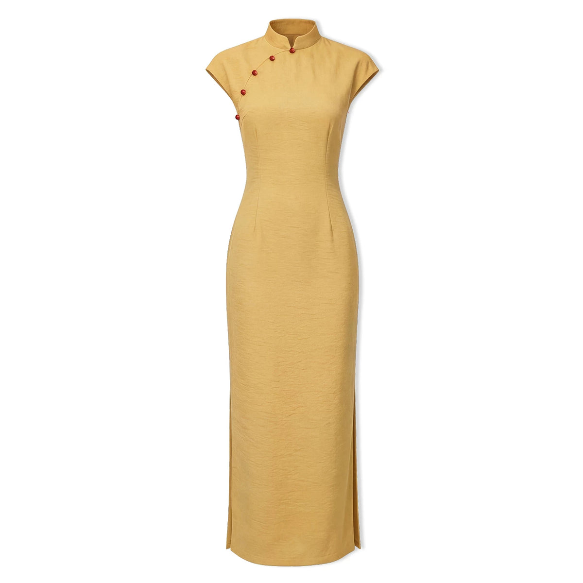 ZIHE Ice Silk Wrinkle-Resistant Long Qipao Dress