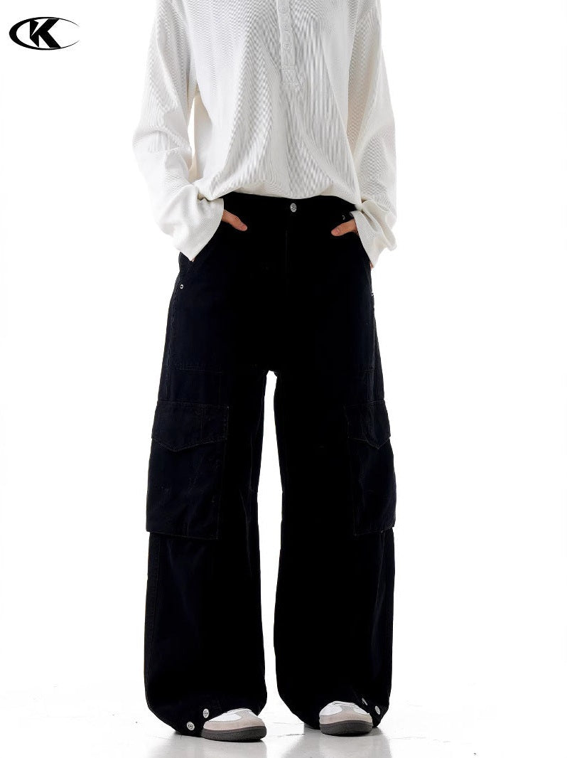 11KN Retro Loose Wide-leg Old Casual Trousers