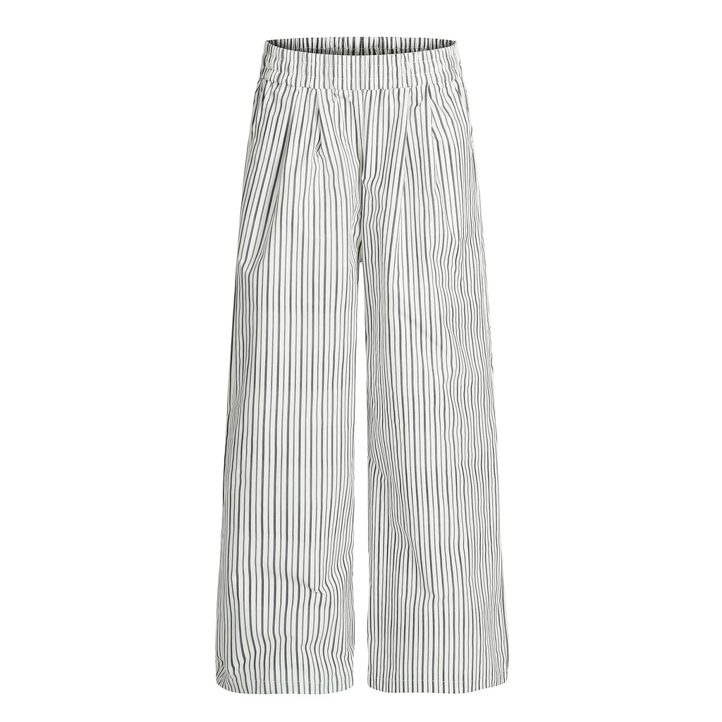 MADWITCH Vintage Lazy Striped Elastic Waist Casual Pants