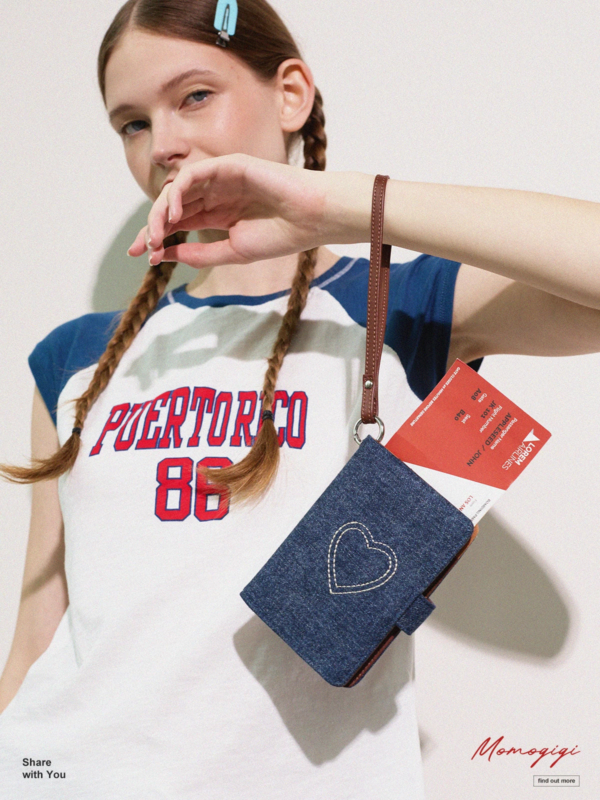 Momogig Vintage Love Embroidery Multifunctional Handheld Passport Holder