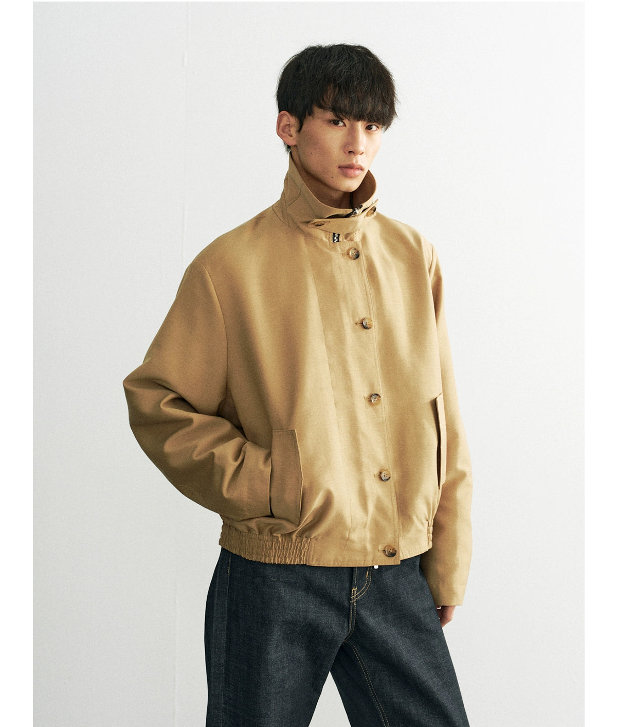Azure Lisseur Premium Simple Turtleneck Button-Feeling Jacket
