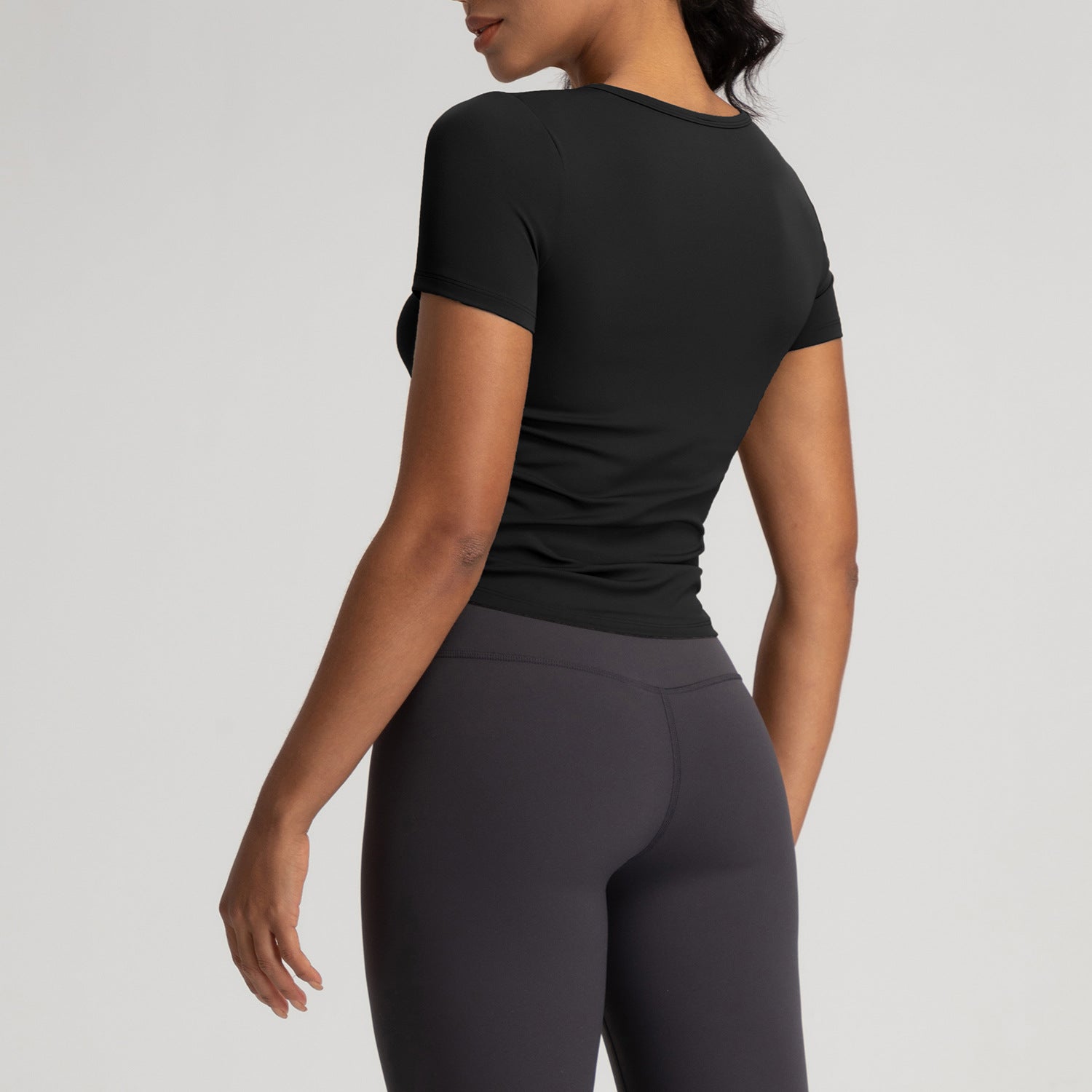 Athena Lulu Slim Fit V-Neck Pleated Fitness Sports Yoga Suit