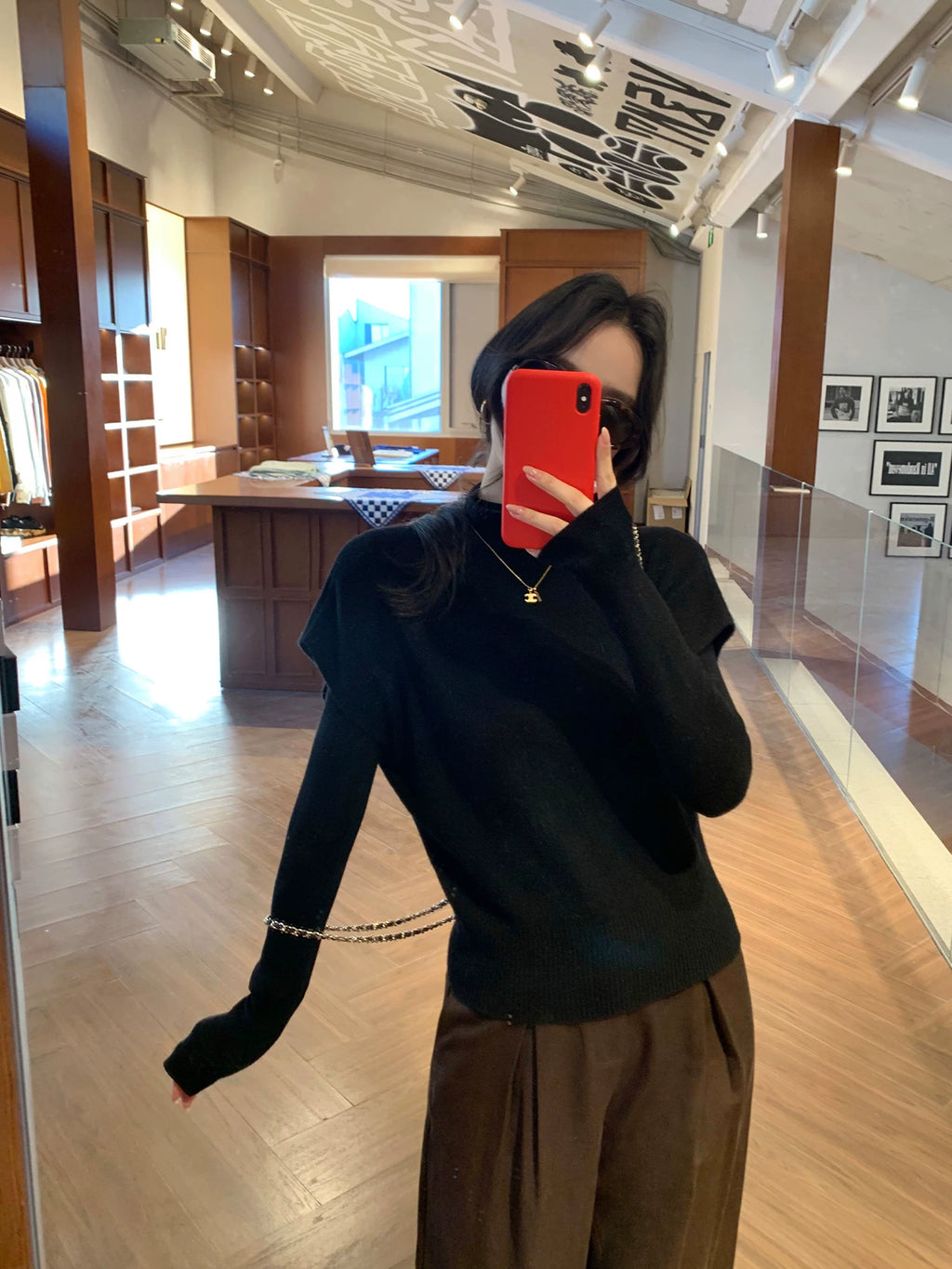 Pusumede Semi-turtleneck Loose Knitted Vest
