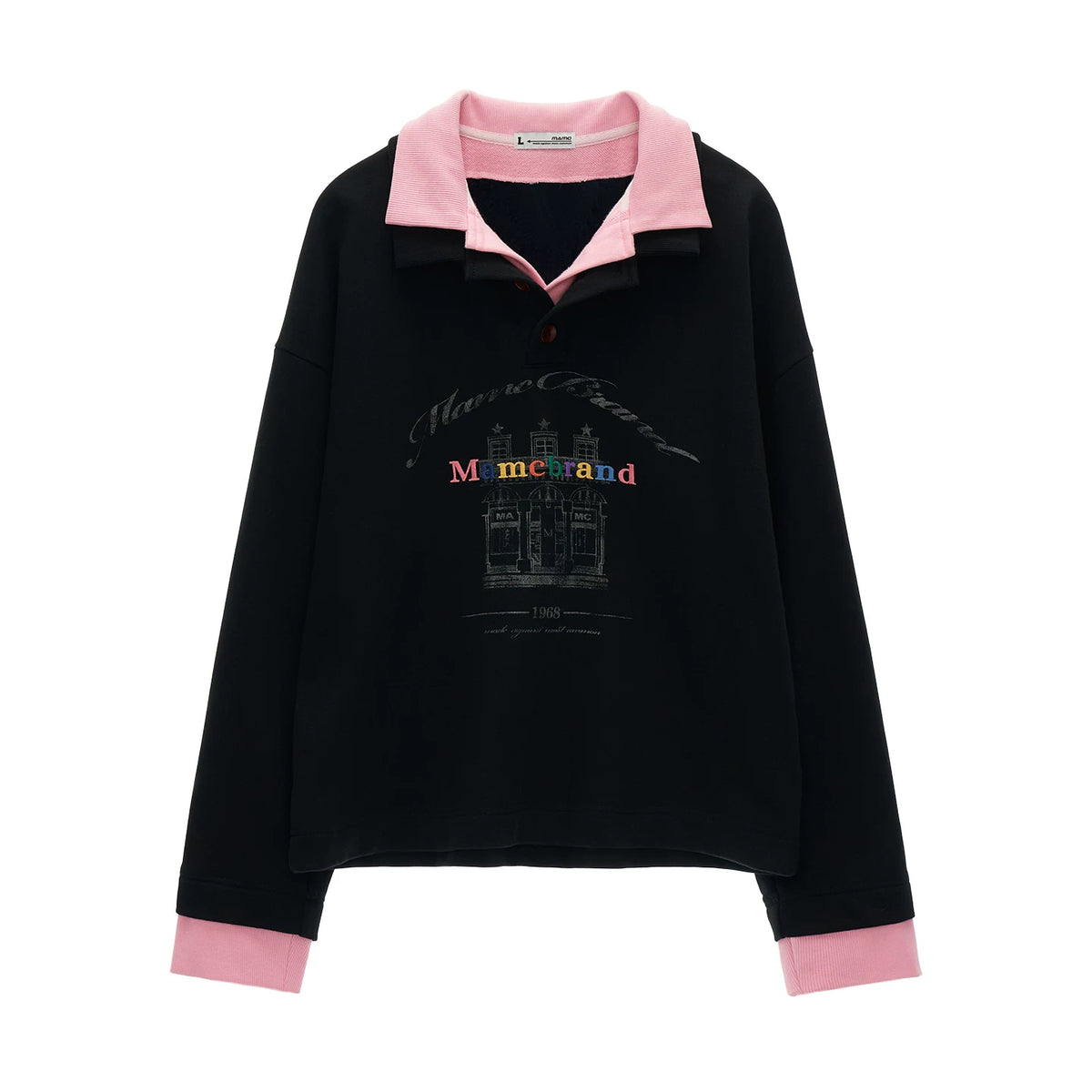 MAMC Two-Piece Polo Sweatshirt Loose Long-Sleeve Tee