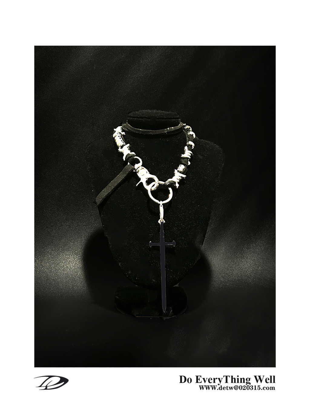 DETW 24SS Swordsman Series "Pure Handmade" Silver Cowhide Rope Niche Real Titanium Steel Necklace Pendant