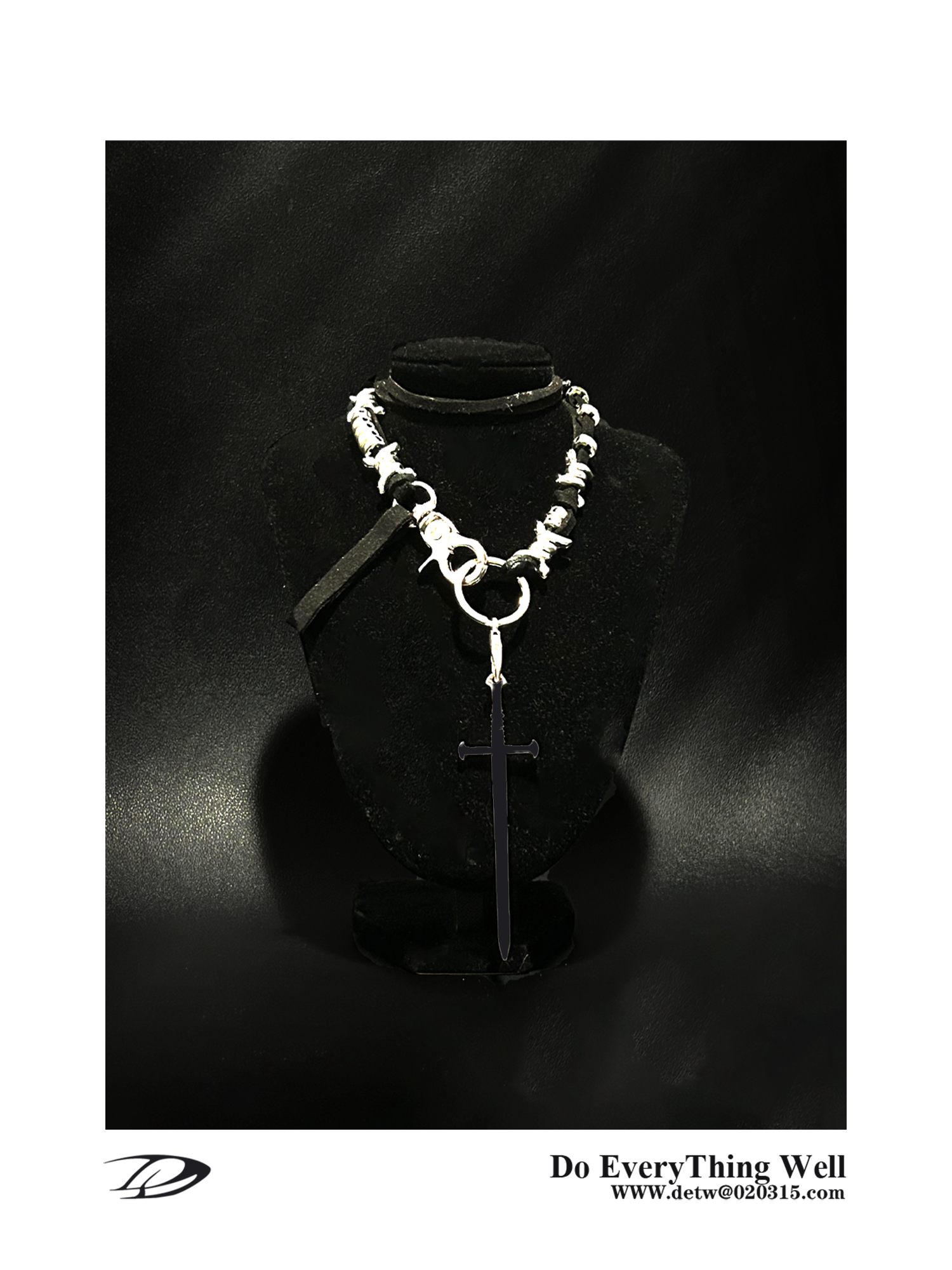 DETW 24SS Swordsman Series "Pure Handmade" Silver Cowhide Rope Niche Real Titanium Steel Necklace Pendant
