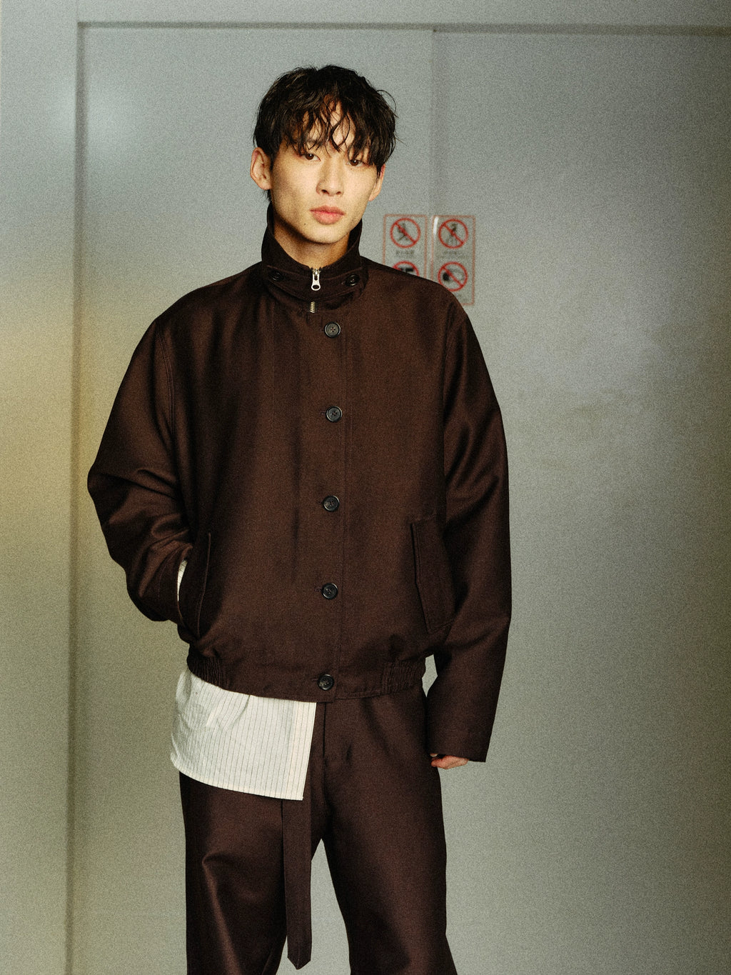 Azure Lisseur Premium Simple Turtleneck Button-Feeling Jacket