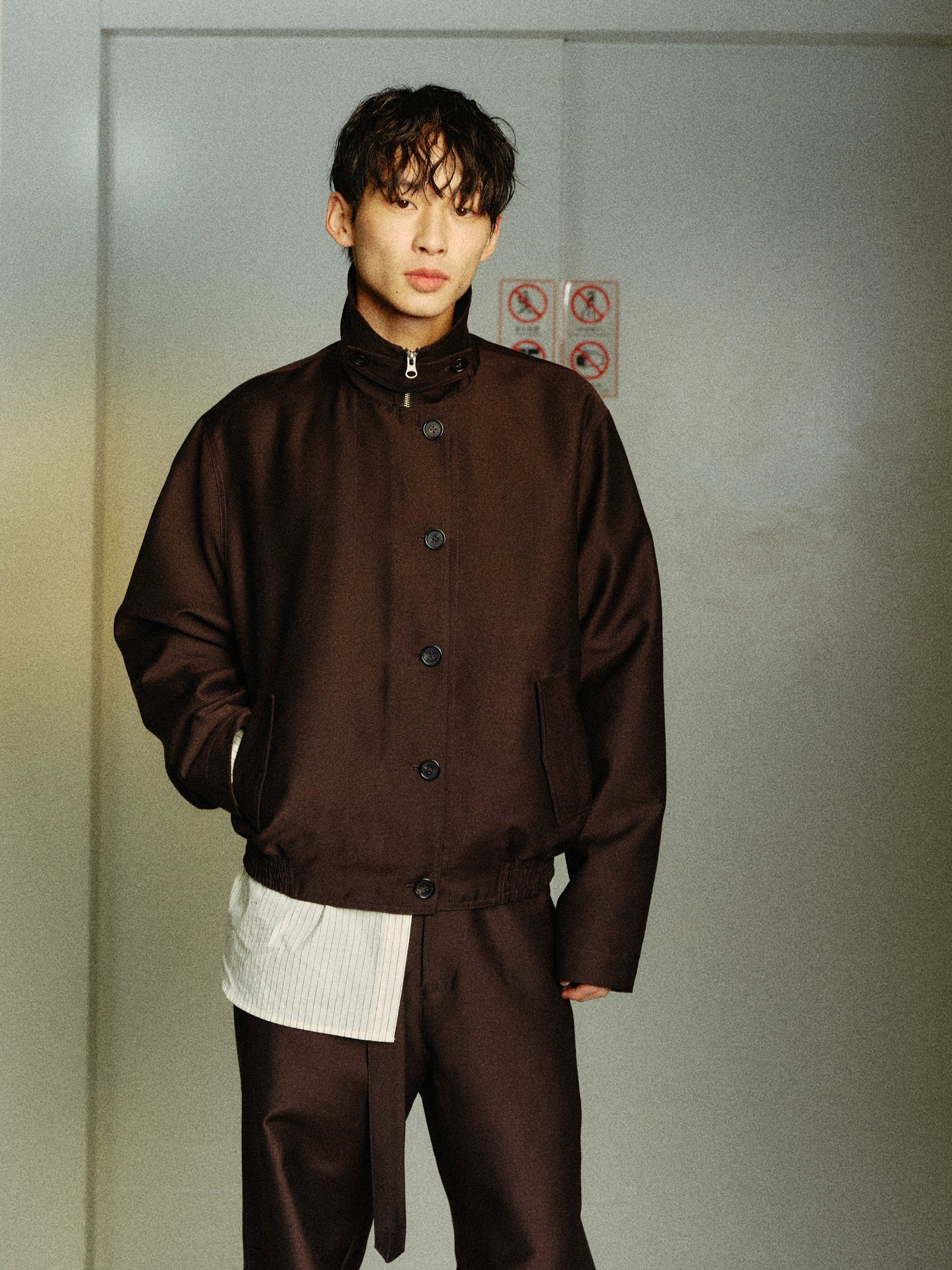 Azure Lisseur Premium Simple Turtleneck Button-Feeling Jacket