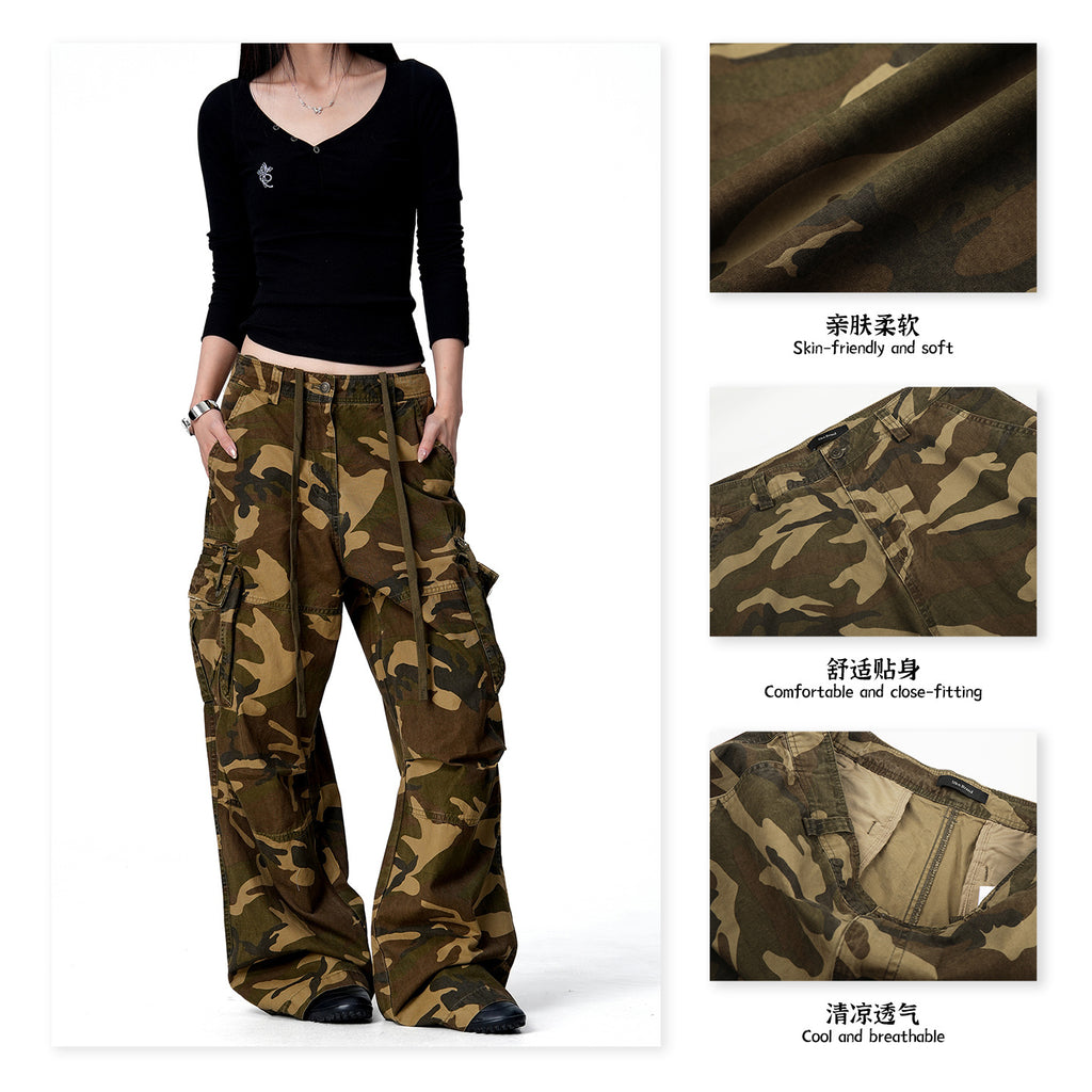 11KN Camo Wide-Leg Multi-Pocket Cargo Pants