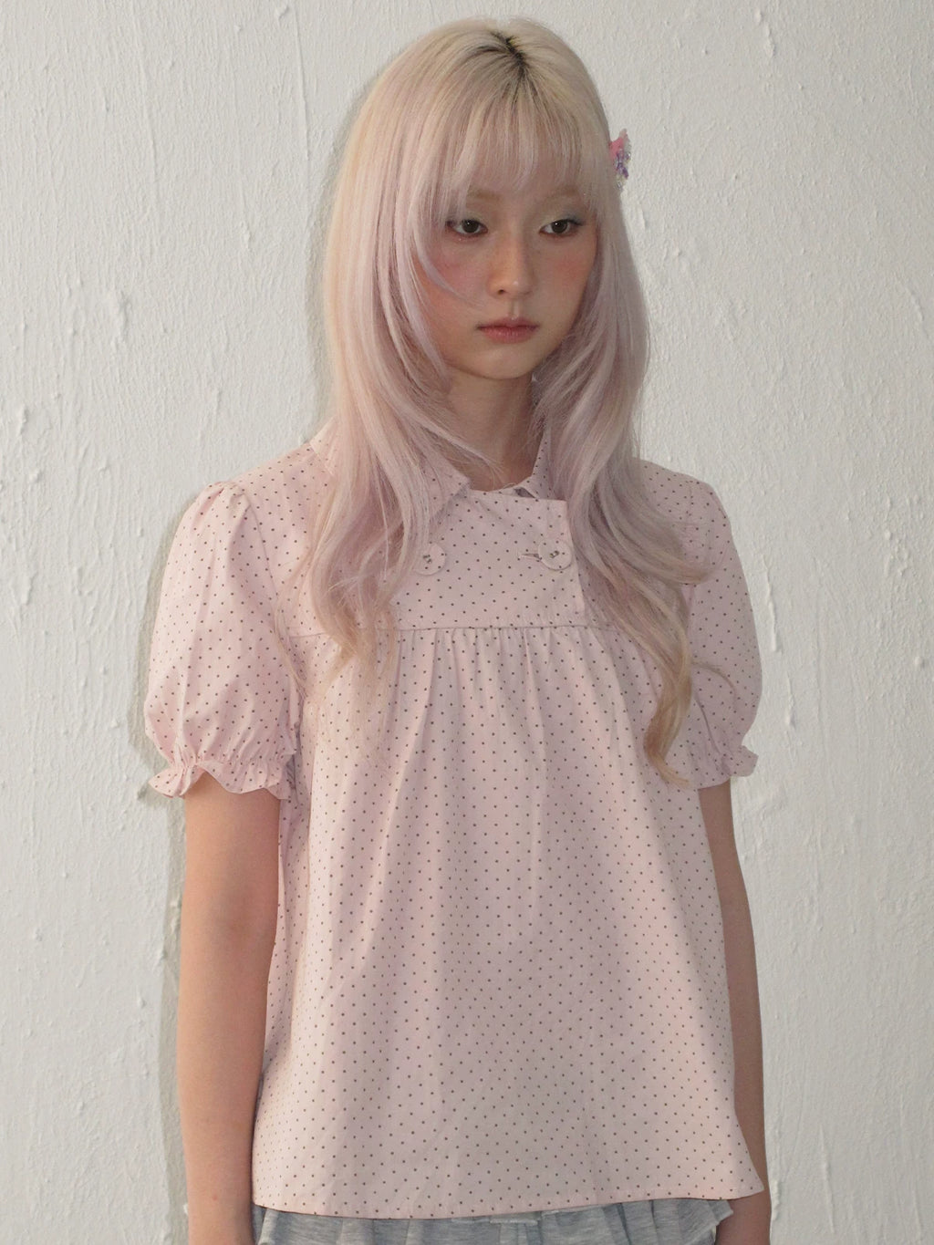 MASOOMAKE Doll Collar Bubble Sleeve Breathable Loose Tee