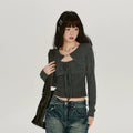 Girlyhalo Vintage Knit Slim Fit Camisole Cardigan Set