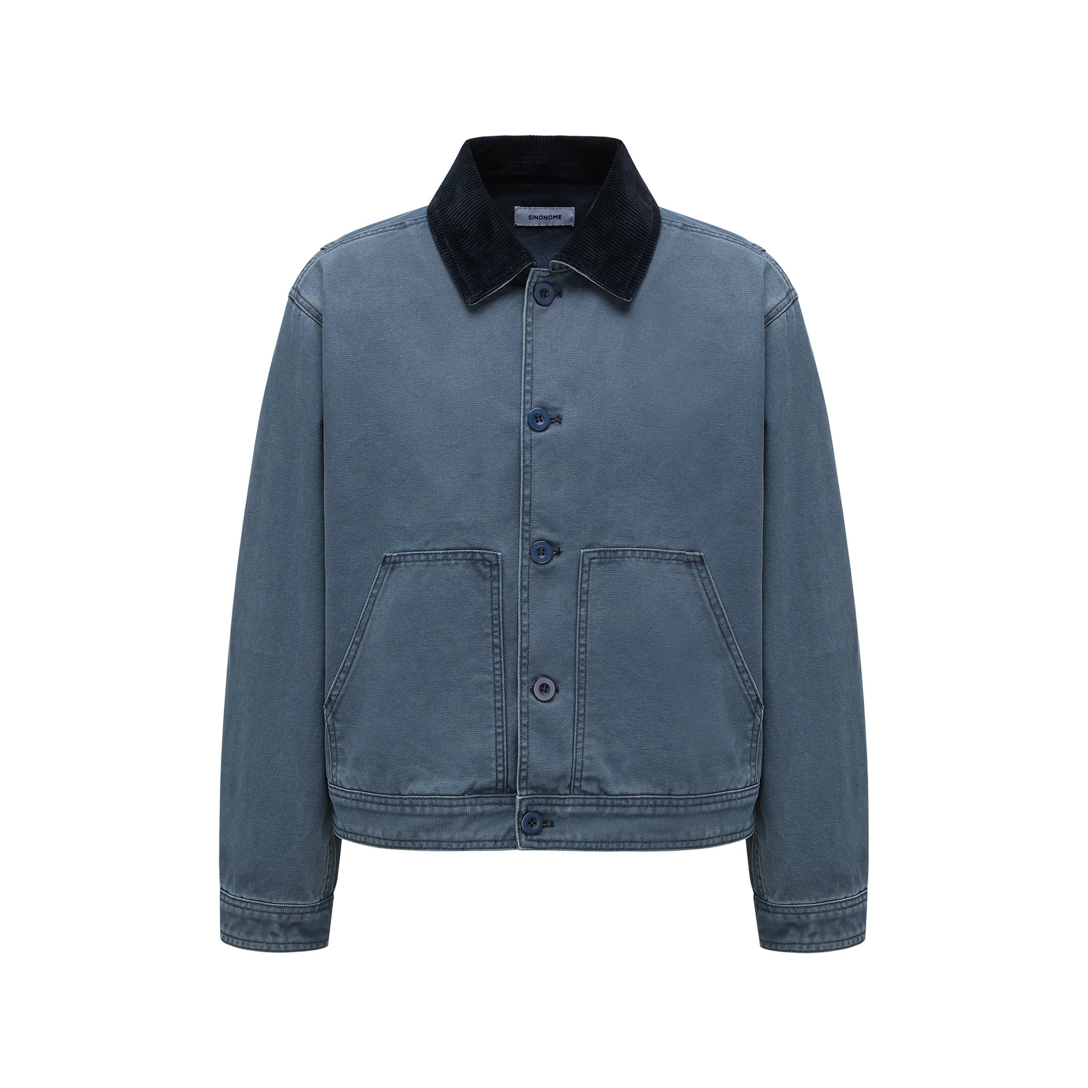 SINONOME cotton washed old corduroy French work short wide jacket cleanfit