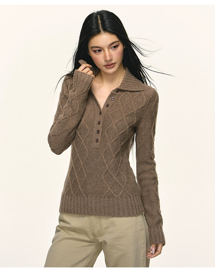 Anna Aneae Retro Temperament Slim Short Knitted Long Sleeves