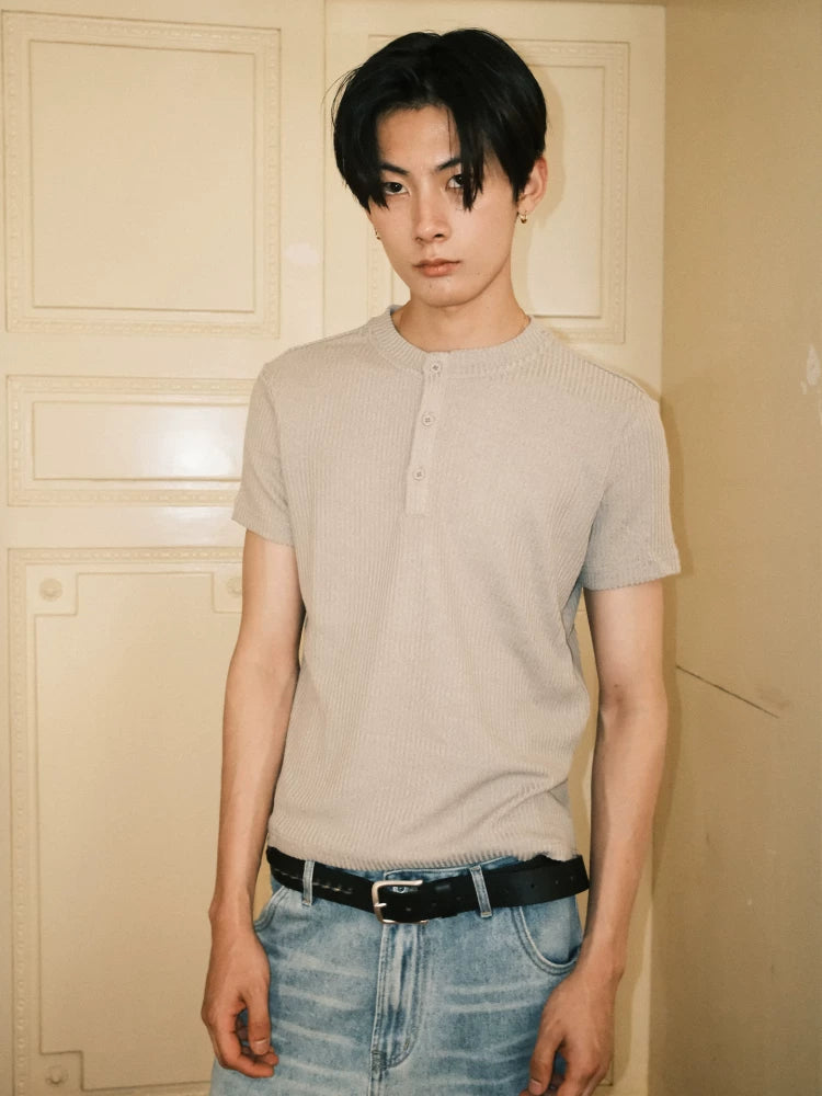 TERRAINCOGNITA Henry Collar Woolen Skin-friendly Tee