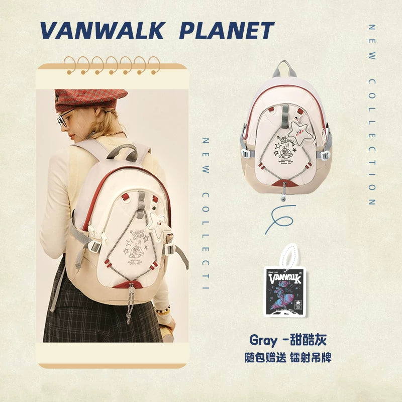 VANWALK Ballet Pink Faux Leather Zip-Top Backpack