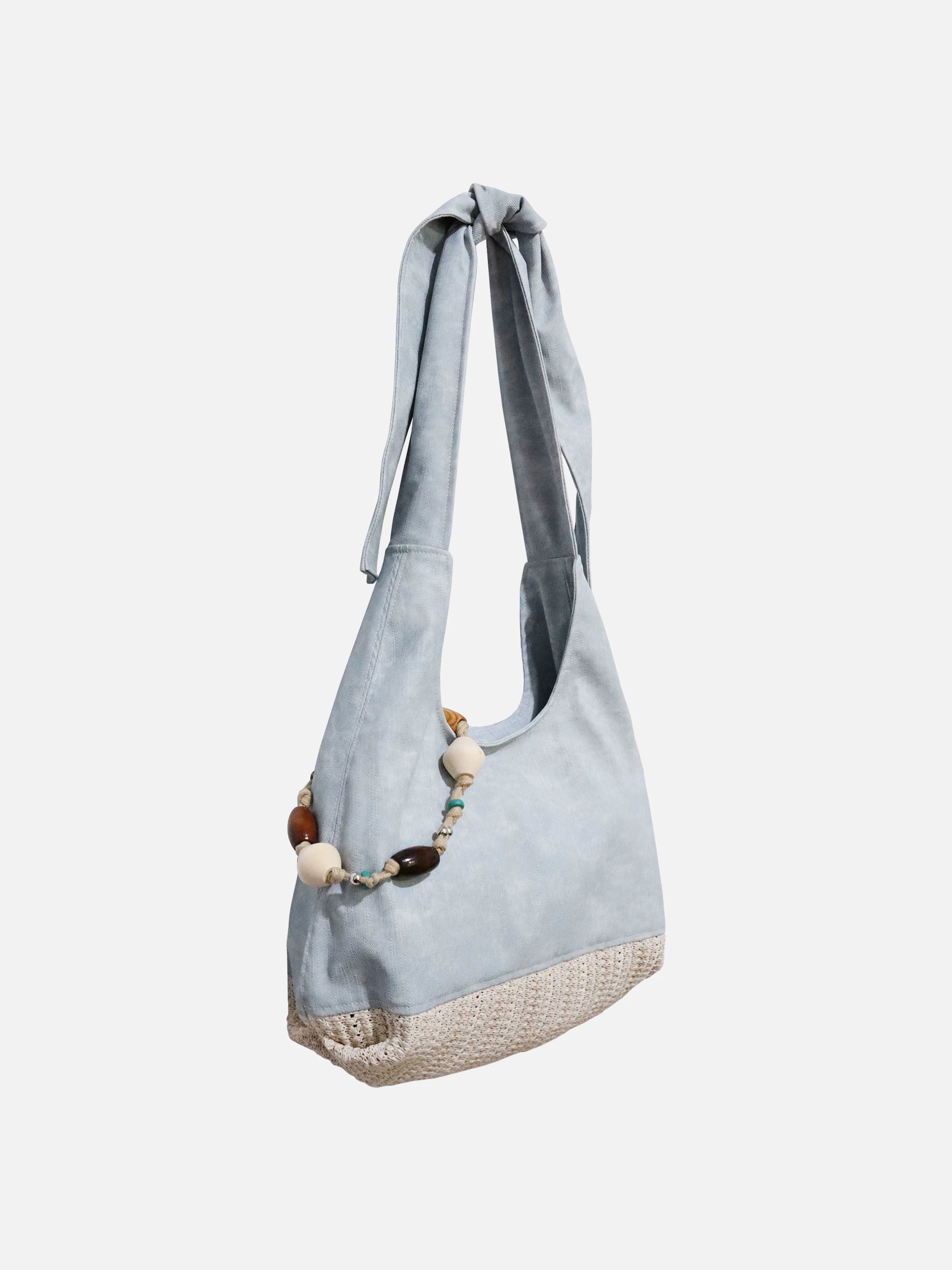 Heelwood Woven Spliced Denim Leather Shoulder Messenger Bag