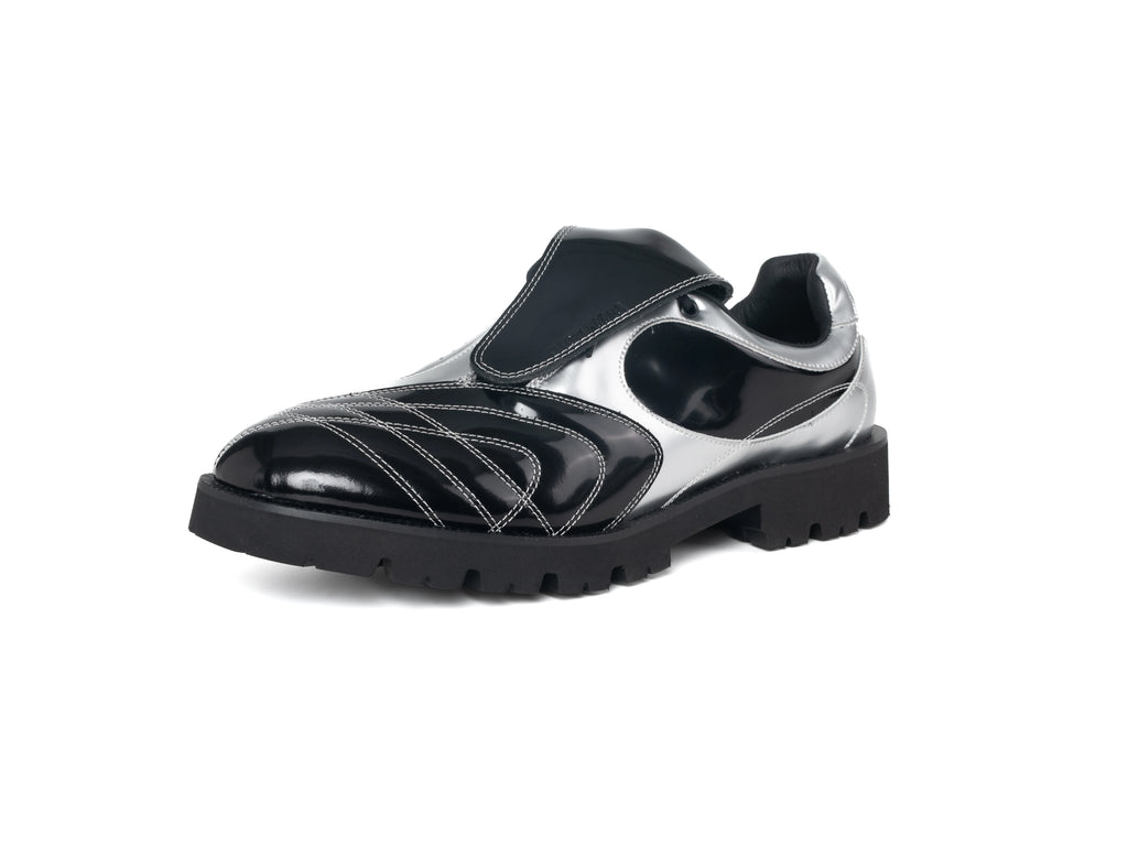 DYZZYMOTIF Patent Leather Two-Tone Lace-Up Derby