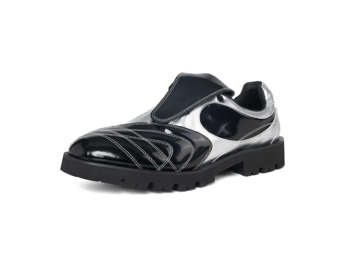 DYZZYMOTIF Patent Leather Two-Tone Lace-Up Derby