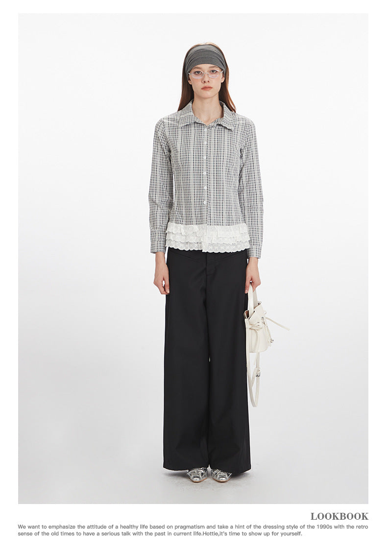 Nariele Plaid Slim-fit Long-sleeved Shirt