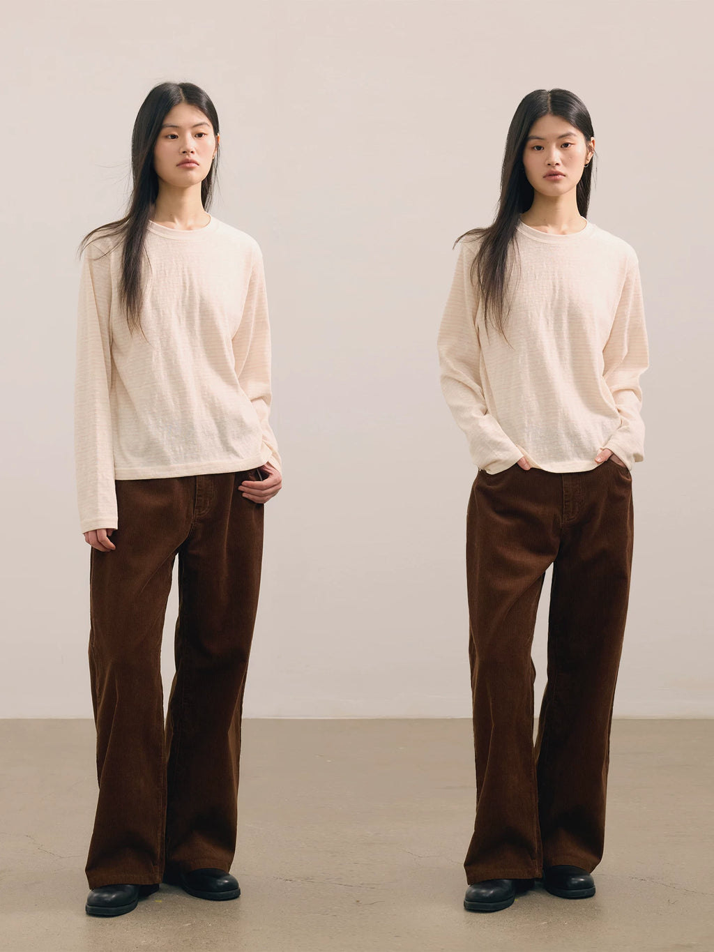 NO LOGO Lyocell/pure cotton retro washed straight corduroy trousers
