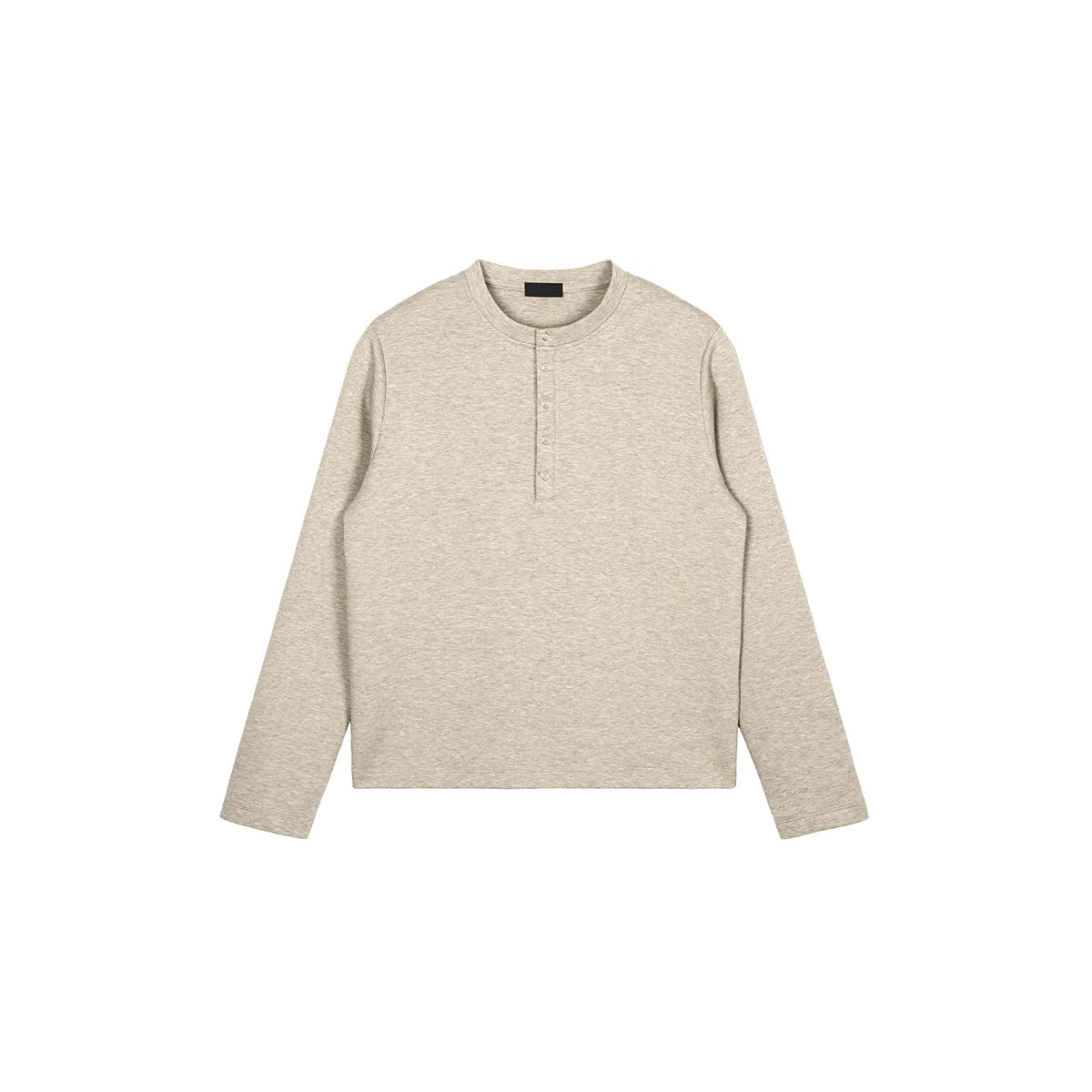 PLUS NO LOGO 370g Breathable Cloud Cotton Henley Long-Sleeve Tee
