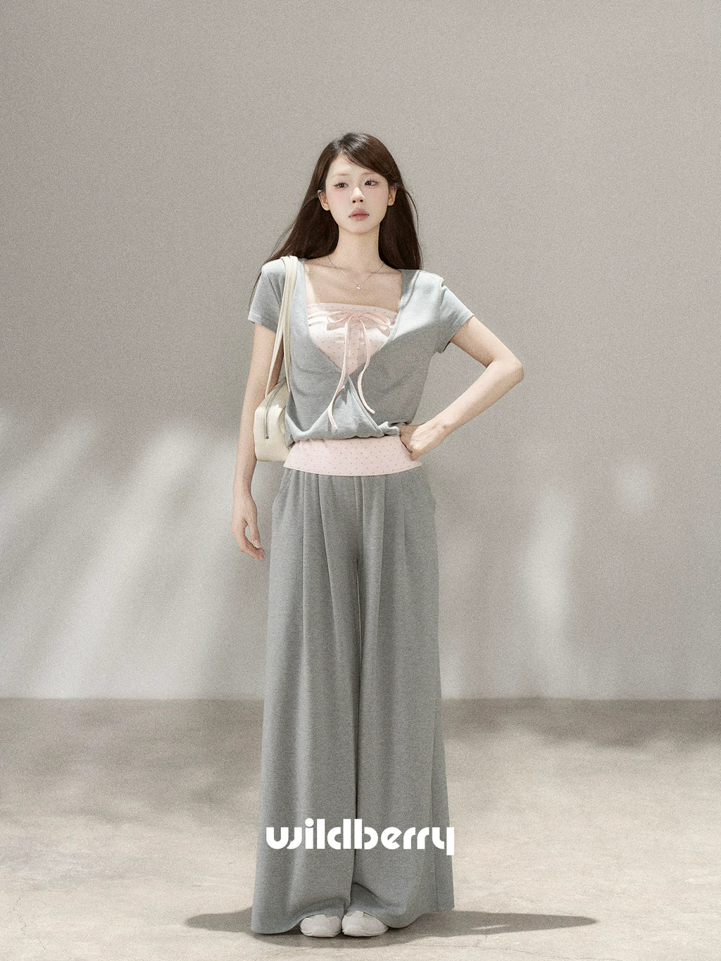 Wildberry Grey Korean-Style Loungewear Three-Piece Set