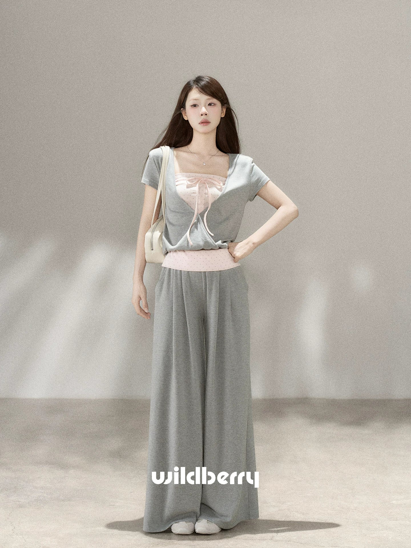 Wildberry Grey Korean-Style Loungewear Three-Piece Set