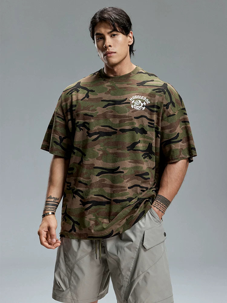 MuscleDog Venom Camo 100% Cotton Breathable Loose Tee