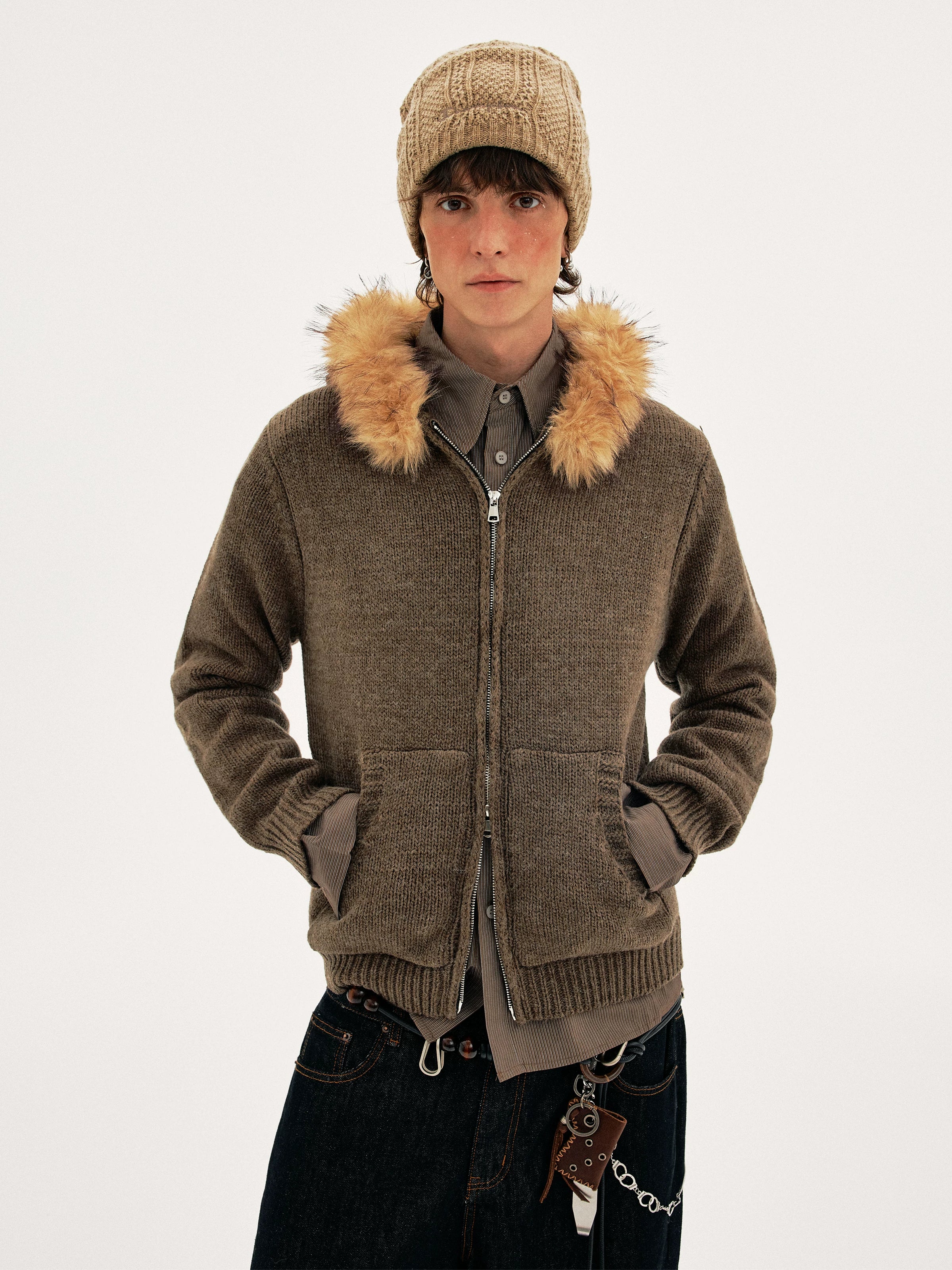MADWITCH Vintage Hooded Knitwear Jacket