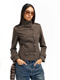 Two Little Guys Turtleneck Double-breasted Tweed Jackets