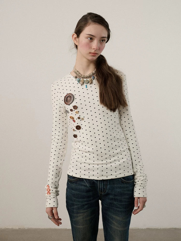 Achihara Polka Dot Long-Sleeve Base Layer Top