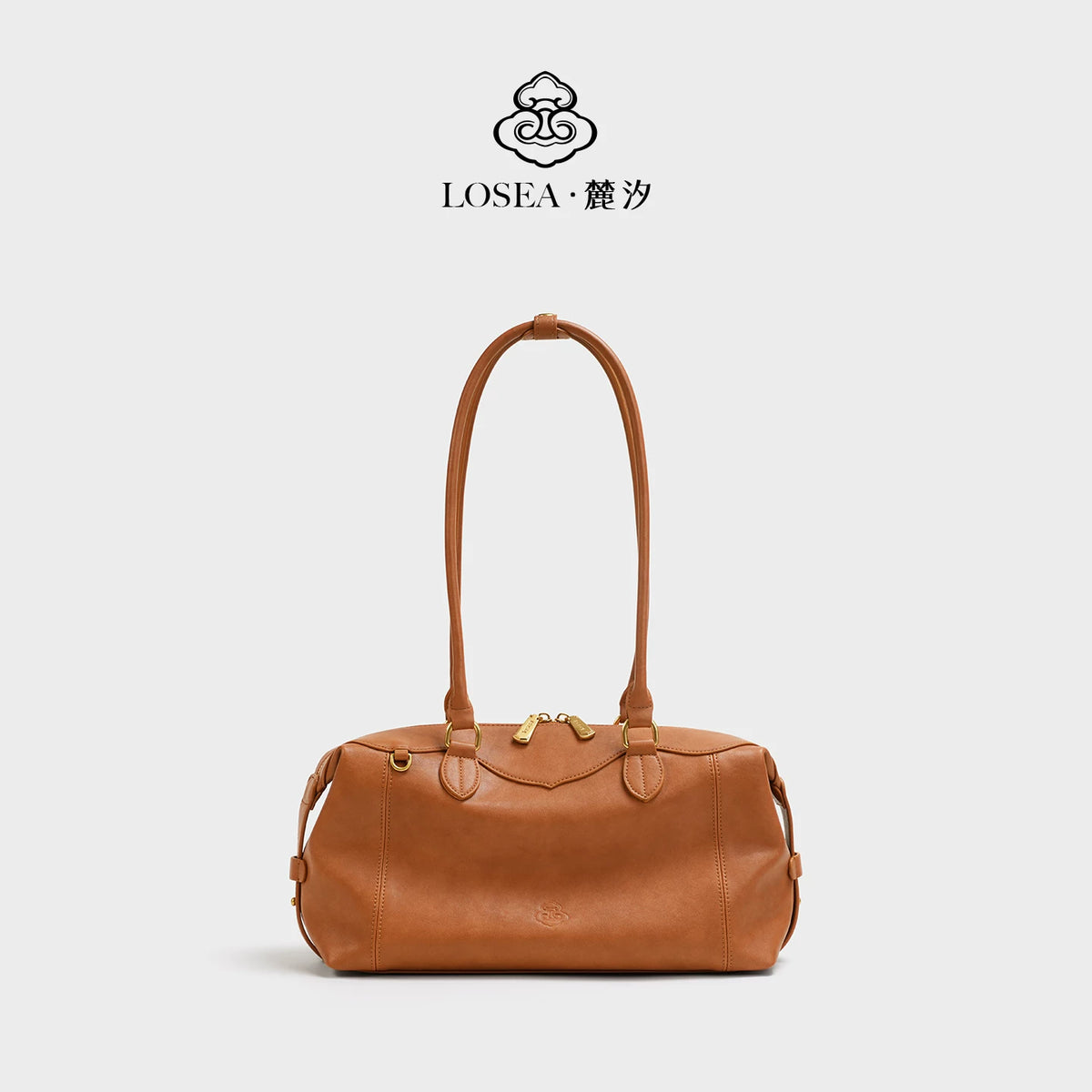 LOSEA Black Faux Leather Zip-Top Pillow Shoulder Bag