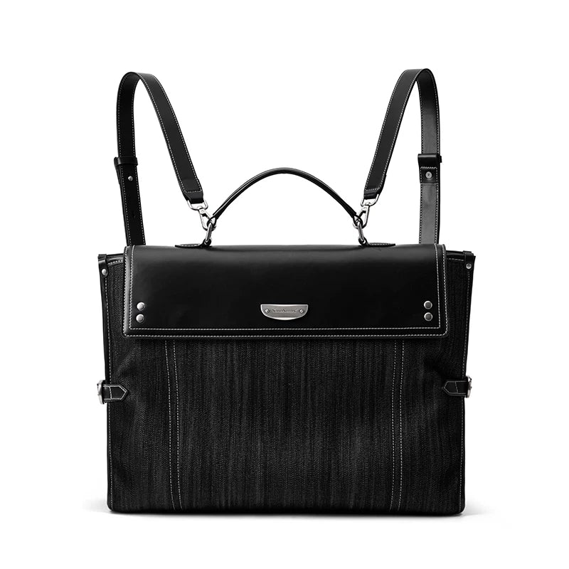SmoSmos Black Faux Leather Zip-Top Backpack