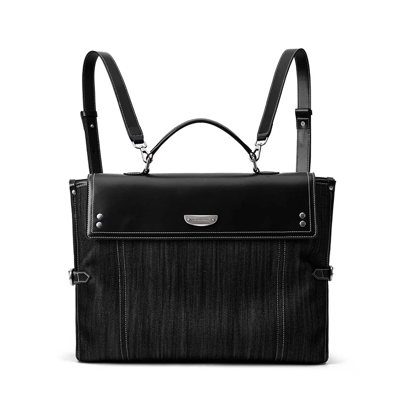 SmoSmos Black Faux Leather Zip-Top Backpack