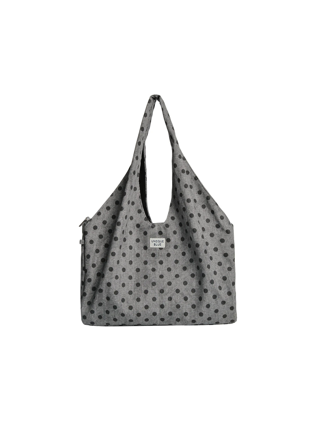 Unique blue Polka Dot Faux Leather Zip-Top Shoulder Bag