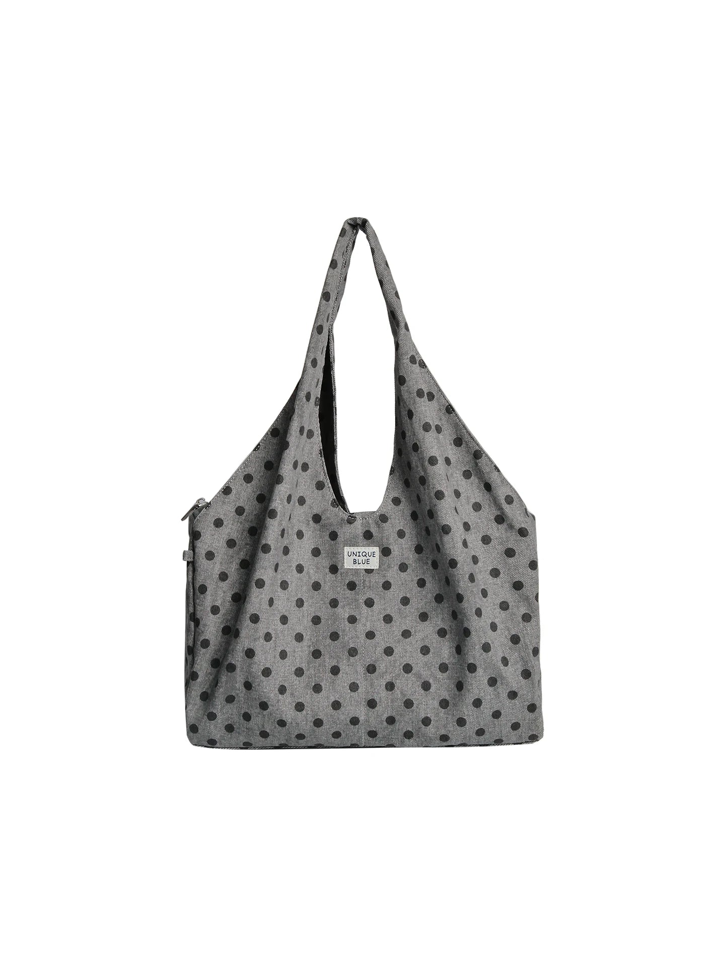 Unique blue Polka Dot Faux Leather Zip-Top Shoulder Bag