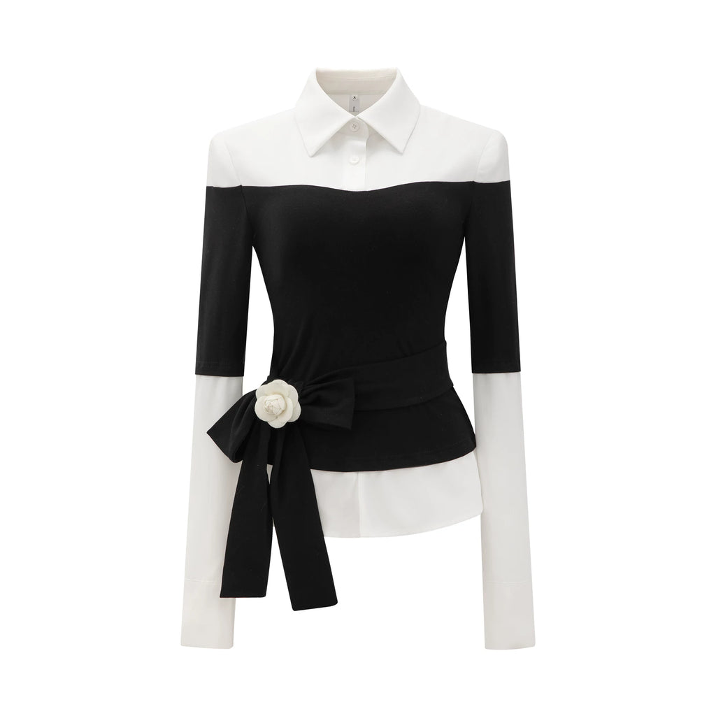 Barb Chill Vintage Short Fake Two-Piece Knitted Shirt
