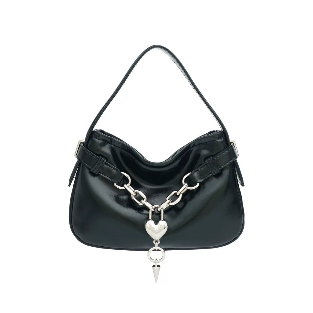 VFVF White Faux Leather Zip Shoulder Bag