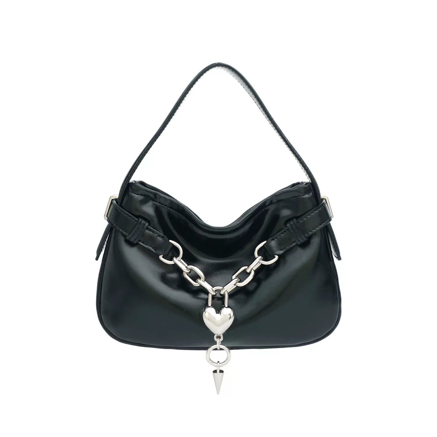 VFVF White Faux Leather Zip Shoulder Bag