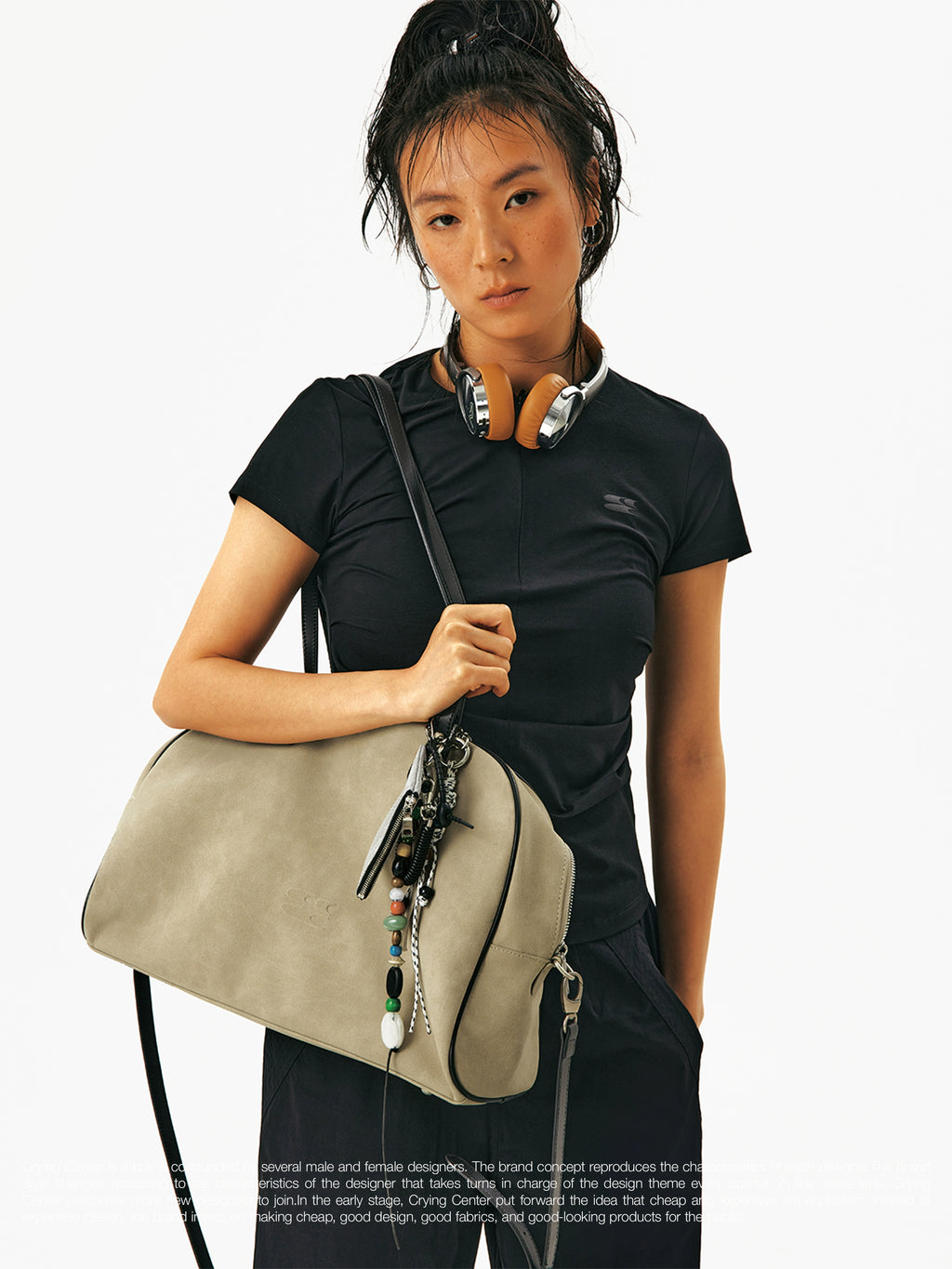 CryingCenter Fleece Contrasting Color Splicing Capacity Shoulder Bag